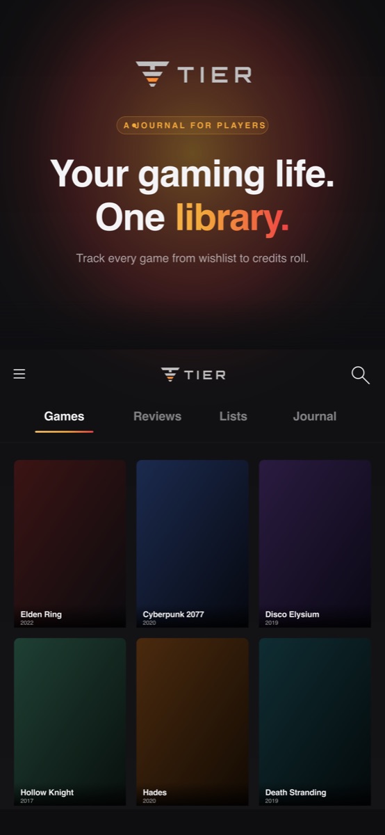 Tier, home screen